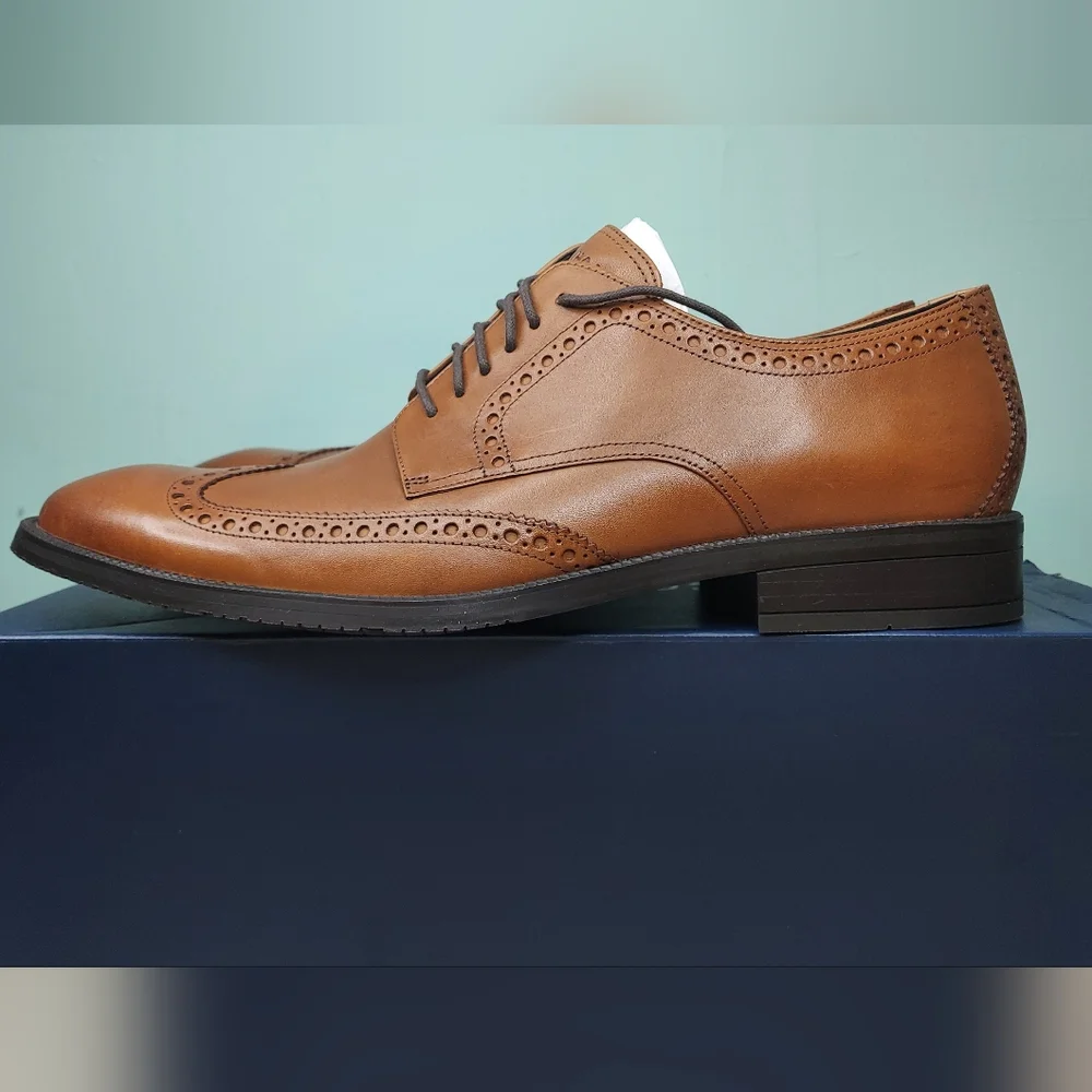 Cole Haan Mens Tan Leather Wingtip Oxfords Size 12 NWT Groom Shoes Formal Office